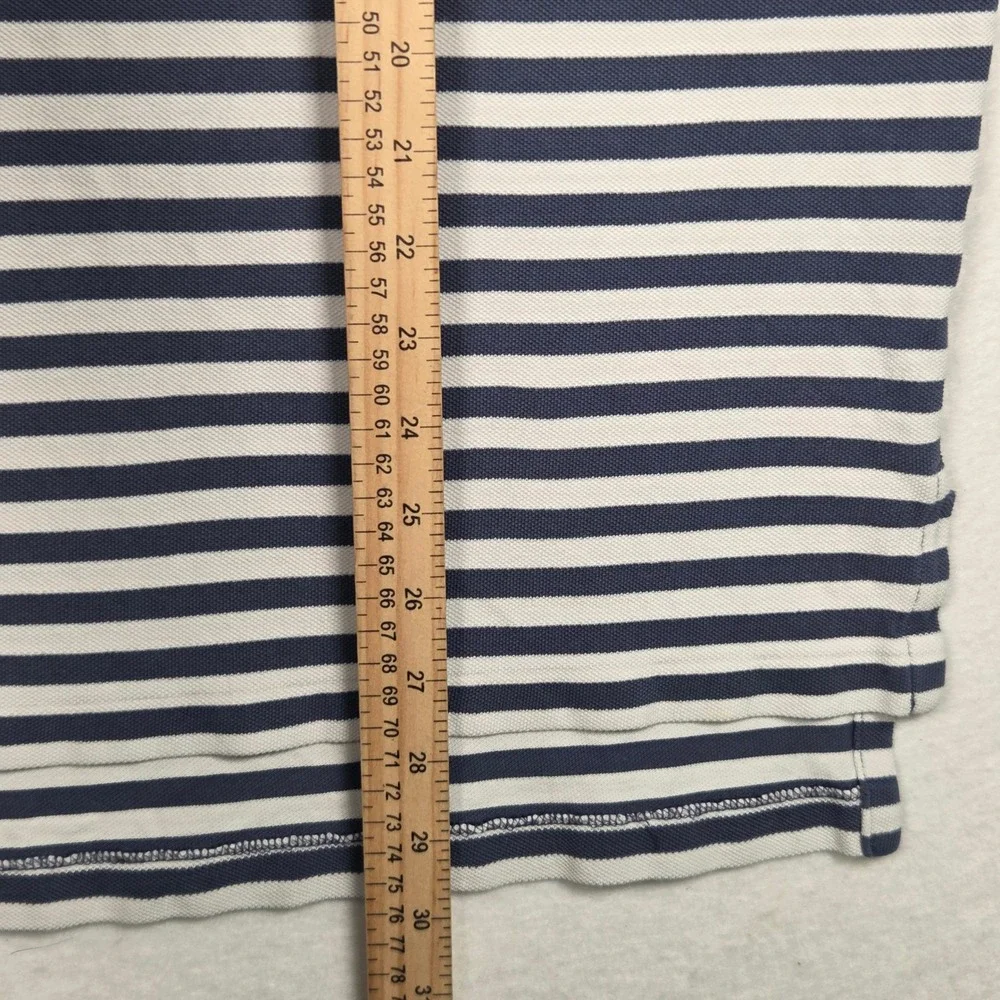 Vintage 90s Polo Ralph Lauren Polo Shirt L Blue White Striped Short Sleeve Vtg